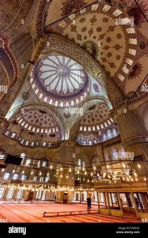 Interior of Sultan Ahmed Mosque (Blue Mosque), Istanbul, Turkey Stock ...