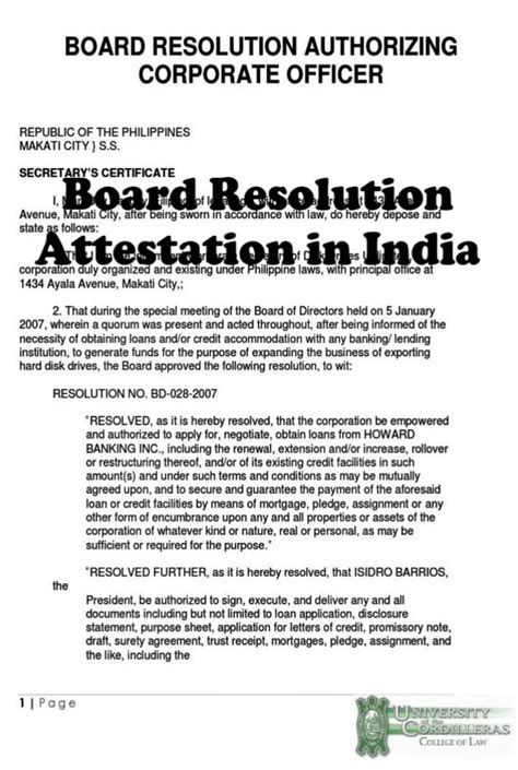 Board Resolution Attestation from South Korea Embassy, India