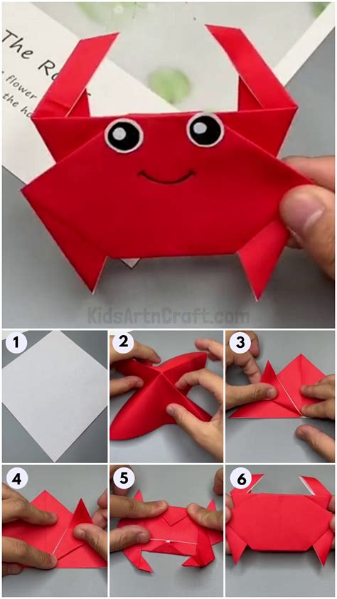 Origami Crab Making Easy Tutorial For Kids - Kids Art & Craft