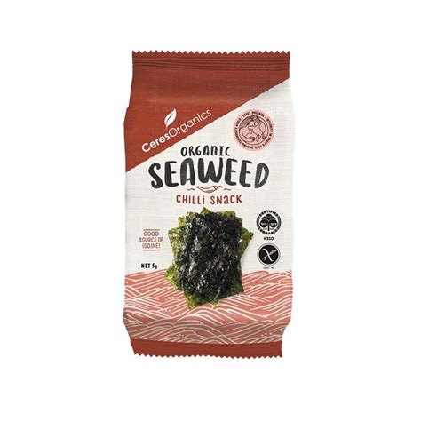 Organic Roasted Seaweed, Mild Chilli Nori Snack