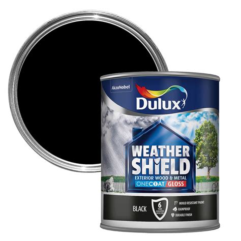 Dulux Weathershield Exterior Black Gloss Wood & Metal Paint 750ml ...