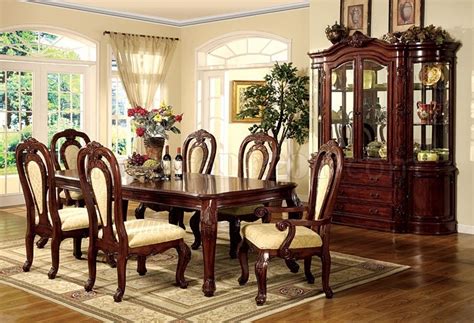 Formal Dining Room Set W/Dark Cherry Finish and Carving Details