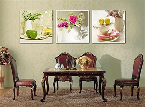 [Framed] White Floral in Dining Room Canvas Wall Art Prints Picture ...