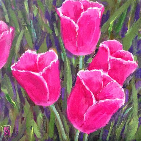 Kelley MacDonald's Paintings: Tulips Open To The Sun, 6x6 inch acrylic ...