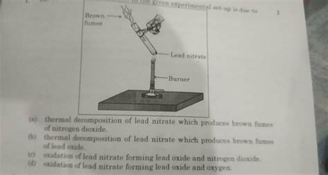 (a) thermal decomposition of lead nitrate which produces brown fumes of n..