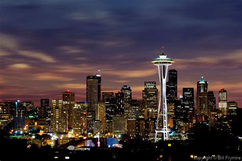 Seattle skyline at night Space Needle