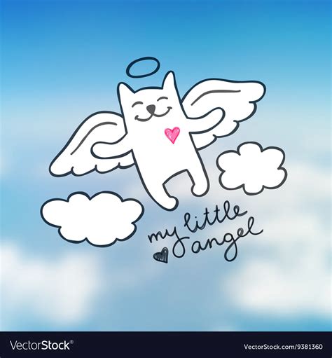 Hand drawn cat angel Royalty Free Vector Image