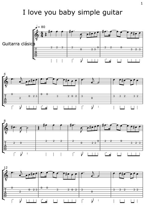 I love you baby simple guitar - Sheet music for Classical Guitar