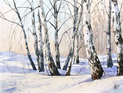 The birch-trees in winter by mashami on deviantART | Tree art, Winter ...