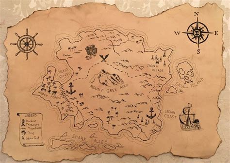 Drawing of a treasure map on antique paper Treasure Maps For Kids ...