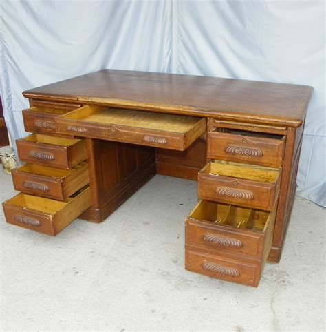 Bargain John's Antiques | Antique Oak Paneled Executive Office Desk ...