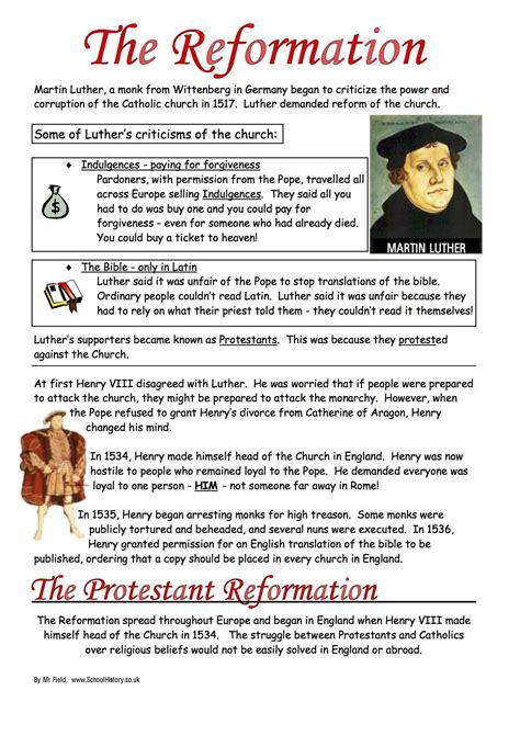 English reformation worksheets – Artofit