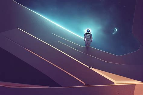 Premium AI Image | Spaceman standing on the futuristic stairs and ...