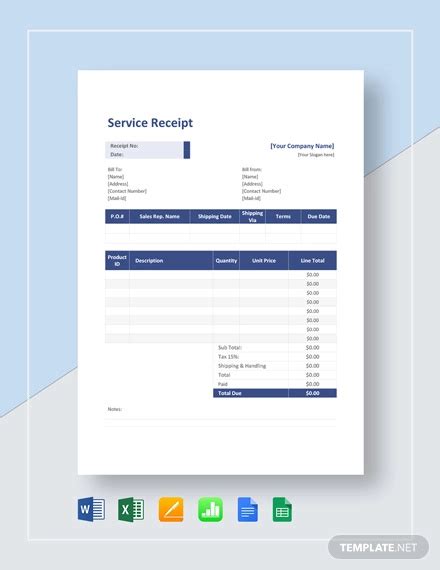 Service Receipt - 7+ Examples, Format, Word, Pdf