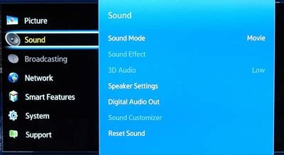 Take a look at the Sound Settings Menu in Samsung Smart 3D TV ...