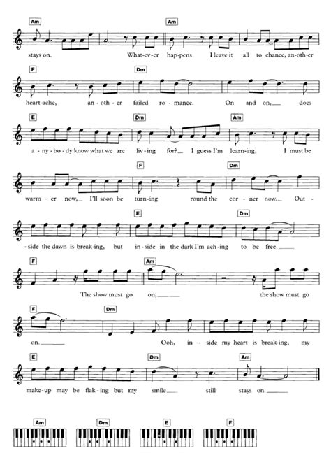 THE SHOW MUST GO ON Queen Sheet music | Easy Sheet Music