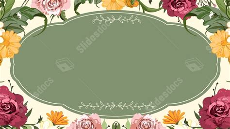 Retro Vintage Floral Hand Painted Green Nature Powerpoint Background ...