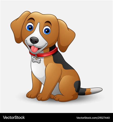 Cute dog cartoon sitting isolated on white Vector Image