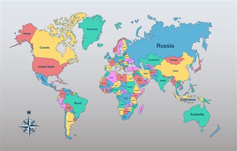 World Map With Country Names SVGs for Free Download