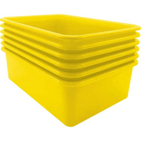 Yellow Large Plastic Storage Bin 6 Pack - TCR2088596 | Teacher Created ...