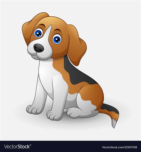 Cute dog sitting isolated on white background Vector Image