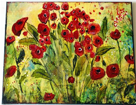 Red poppy field painting original floral artwork on canvas | Etsy