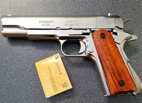 REPLICA M1911 US COLT HAND GUN PISTOL DENIX – NICKEL STRIP DOWN TYPE ...