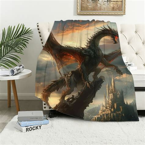 Nawypu Dragon Blanket Fantasy Magic Animal Medieval Fire Game Super ...