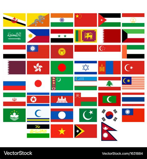 Flags of the countries of asia Royalty Free Vector Image