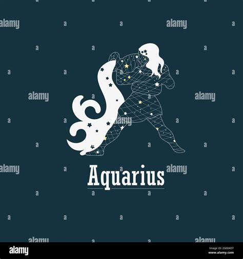 Aquarius. Zodiac sign design. Zodiac design with star grid. Abstract ...