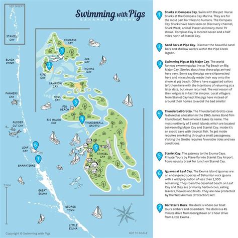 Exuma Tour Map for visiting the Bahamas Swimming Pigs at Big Major Cay ...