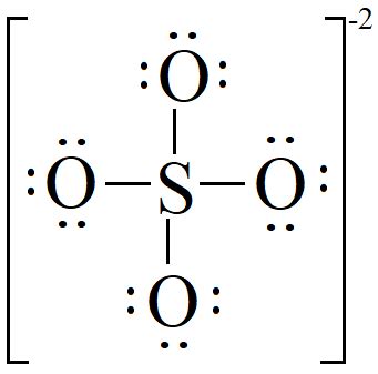 Give the Lewis structure for the polyatomic ion SO4-2. | Homework.Study.com