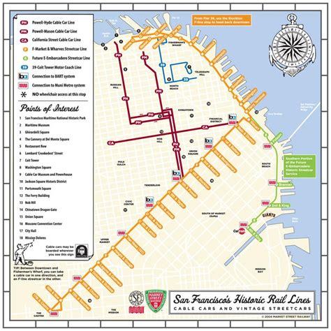 San Francisco cable car route map - Cable car route map (California - USA)