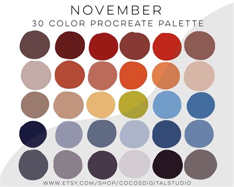 November Procreate Color Palette November Colors Fall Colors Autumn ...