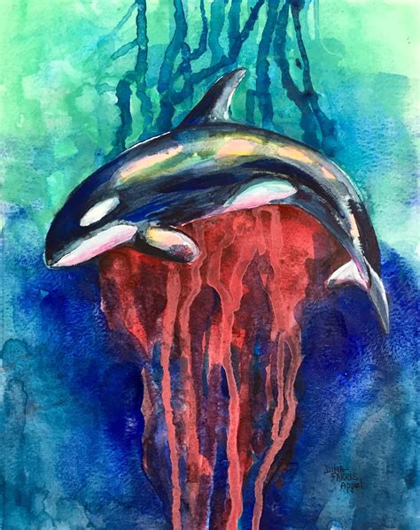 ORCA Watercolor Painting Whale Watercolor Killer Whale | Etsy