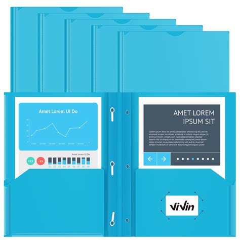 ViVin Durable Poly 10-Pack Pocket Folders with Clear Front, 3 Hole ...