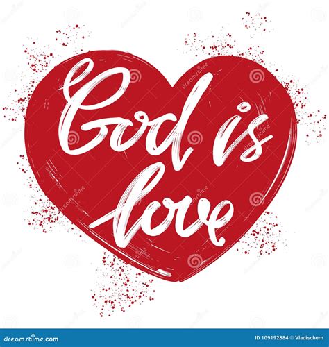 God is Love the Quote on the Background of the Heart, Calligraphic Text ...