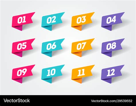 Set modern 1 to 12 flag style bullet points Vector Image