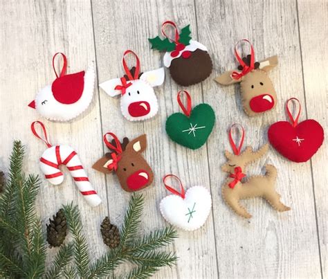 Christmas Ornaments SET of 10 Christmas Tree Decorations Felt - Etsy