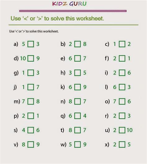 Kindergarten Worksheets Maths Greater More Than Less Equal To ...