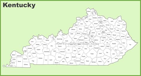 Kentucky Counties Map Printable