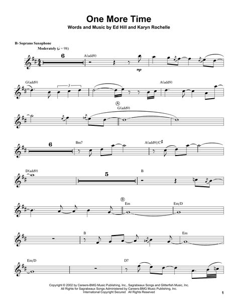 Kenny G "One More Time" Sheet Music Notes | Download Printable PDF ...