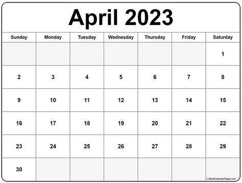 2023 Calendar Template April - Printable Word Searches