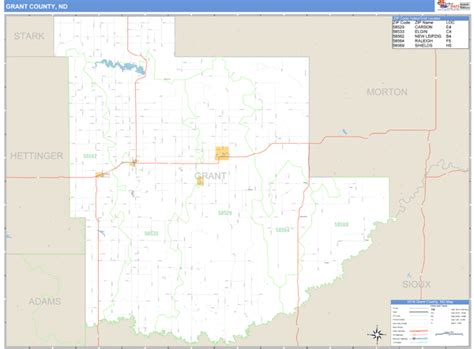 Grant County, North Dakota Zip Code Wall Map | Maps.com.com