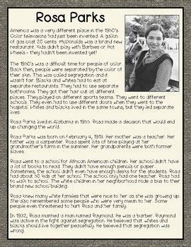 Rosa Parks Biography with Questions - Printable & Distance Learning ...