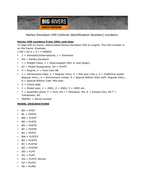 Harley serial numbers - foostock