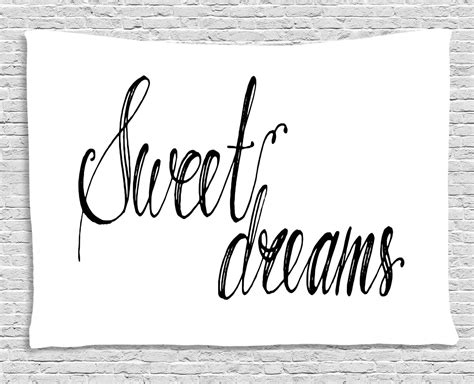 Sweet Dreams Tapestry, Modern Calligraphy Inscription by Hand Positive ...