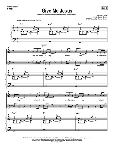 Give Me Jesus Sheet Music PDF (Jeremy Camp) - PraiseCharts