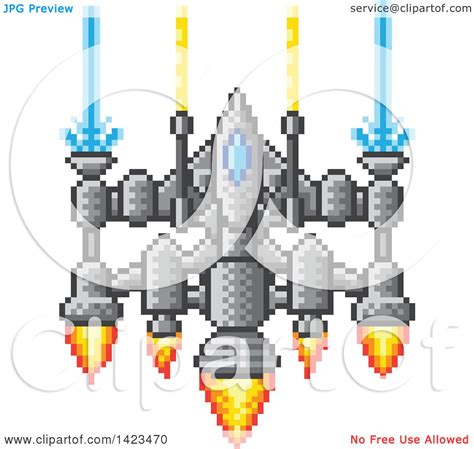 Clipart of a Retro 8 Bit Pixel Art Video Game Styled Spaceship ...