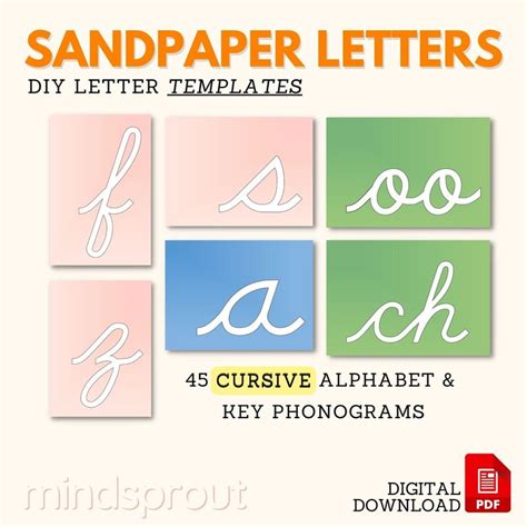 Montessori Sandpaper Letters DIY Template CURSIVE Uppercase Lowercase ...